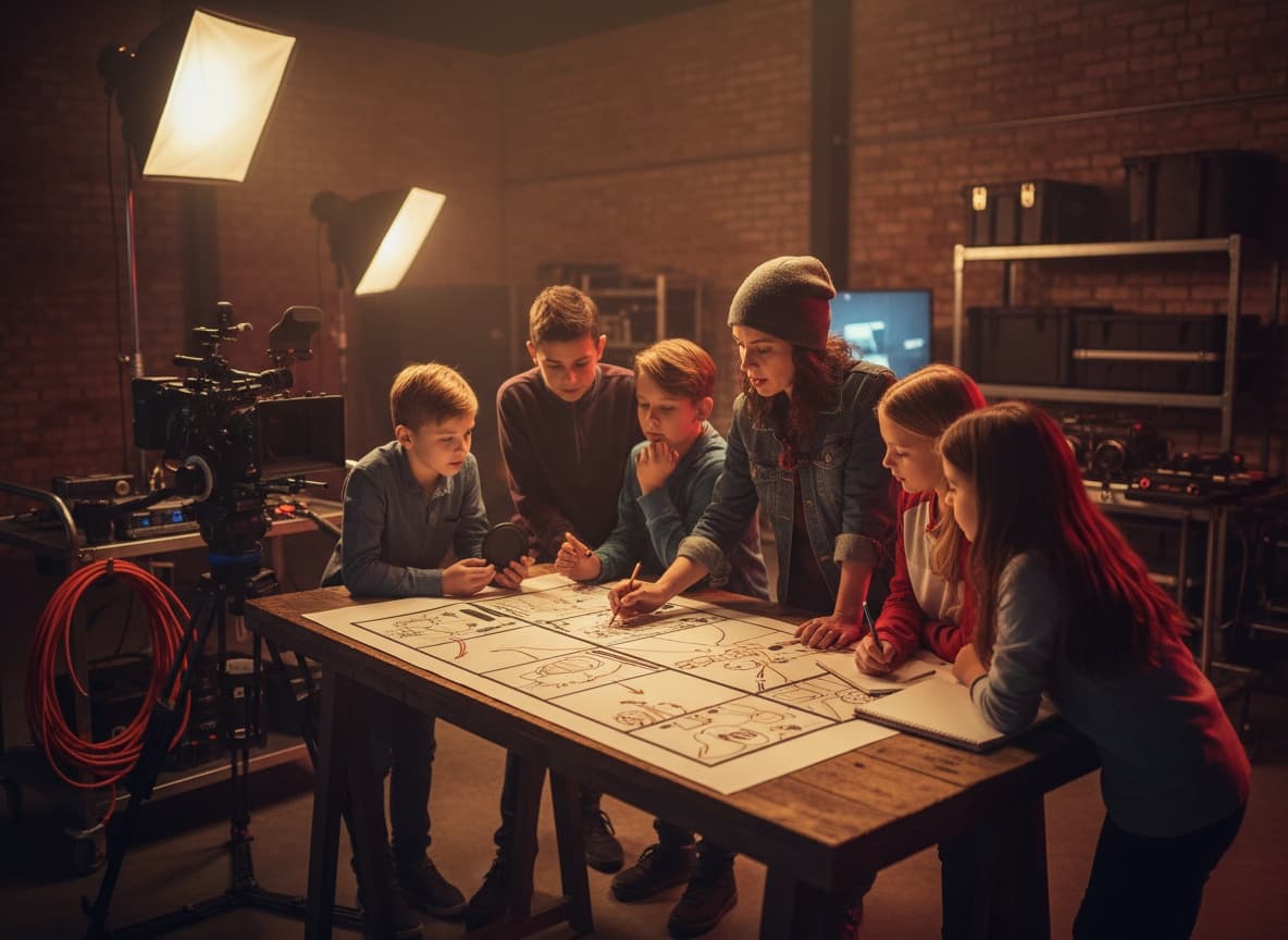Storyboard work in a Çocuk Sinema Okulu class